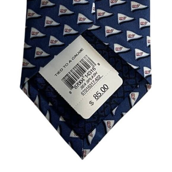 Vineyard Vines Men's Tied To A Cause Sea Splash Whale Logo Silk Tie New - Picture 5 of 8